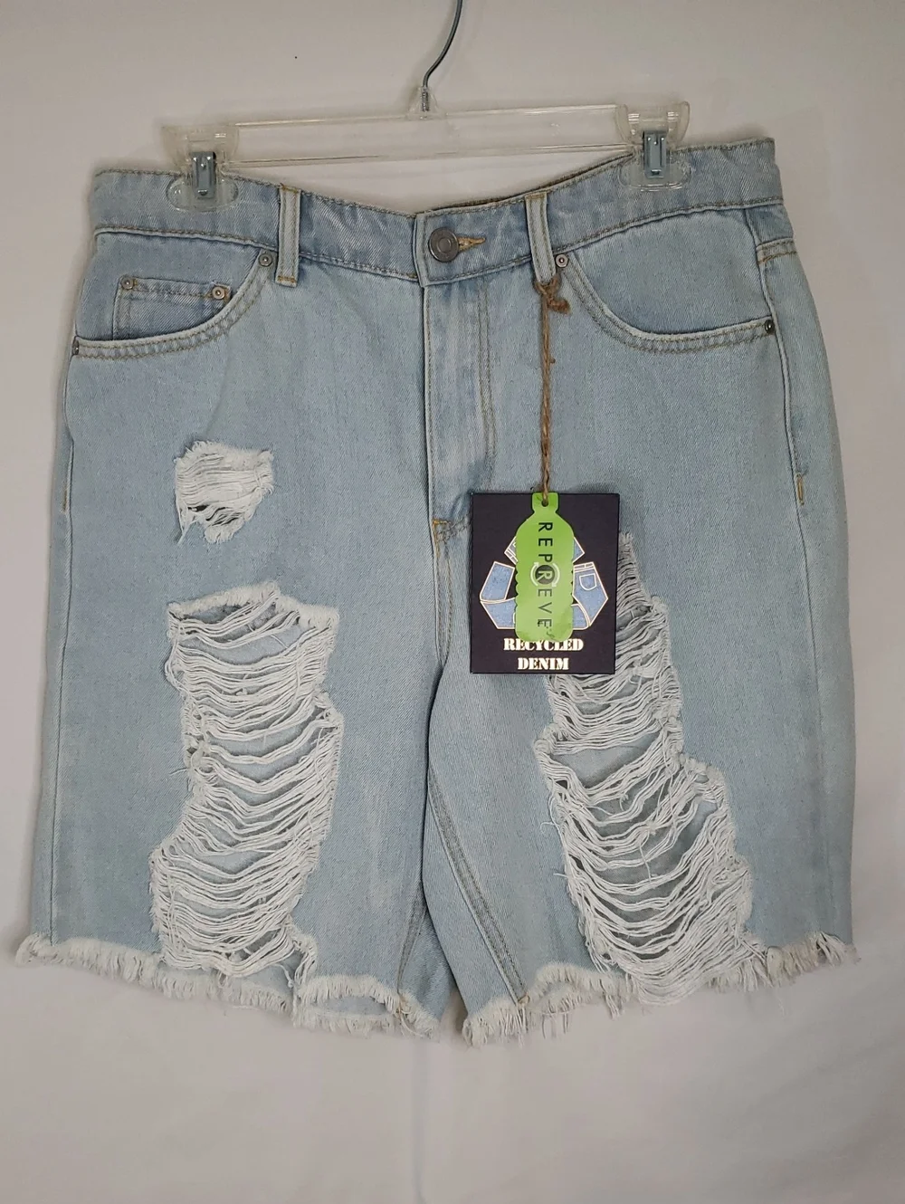Indigo Rein Distressed Lightwash Recycled Denim Shorts, 11/29